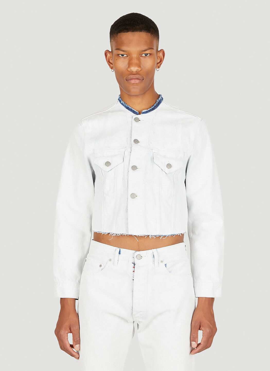 White oversized cropped denim jacket clearance