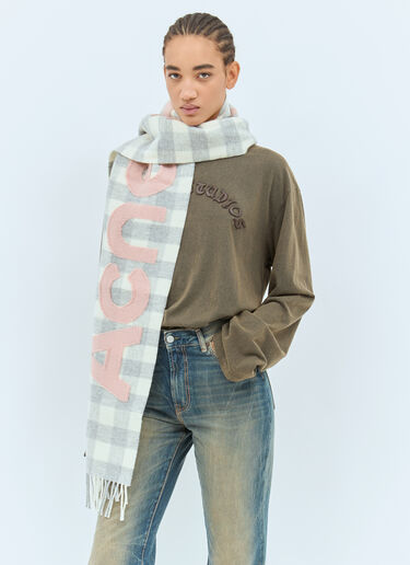 Acne Studios Check Logo Scarf Grey acn0258024