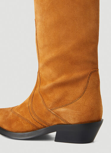 GANNI Western Style Knee High Boots Brown gan0247044