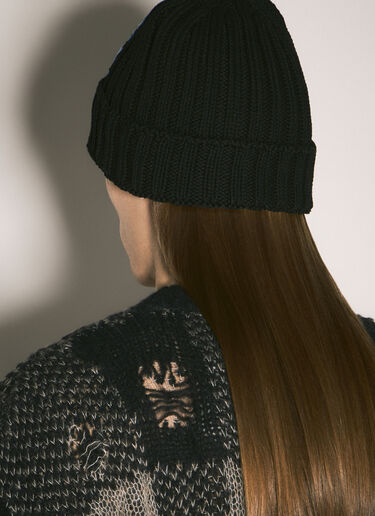 Marni Logo Intarsia Beanie Hat Black mni0159011