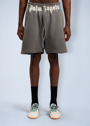 Palm Angels Waist Logo Track Shorts Grey pma0162057