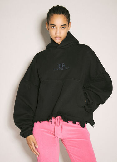 Balenciaga 로고 크롭 후드티셔츠 블랙 bal0257010