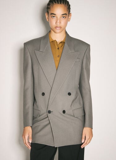 Saint Laurent Wool Gabardine Blazer Grey sla0257001
