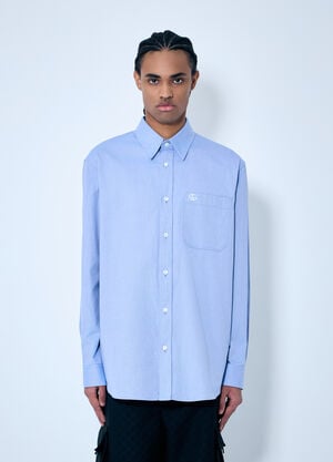 Gucci Embroidered Oxford Shirt Blue guc0159043