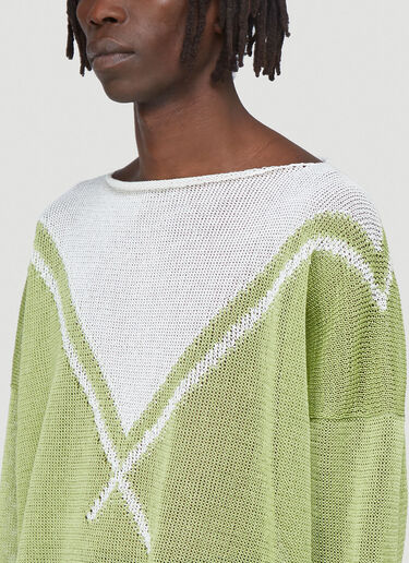 Sulvam Chevron Knitted Sweater Green sul0140009