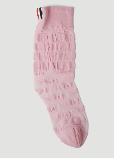 Thom Browne Sheer Four Bar Socks Pink thb0251001