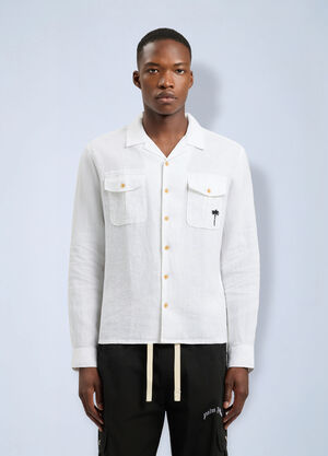Palm Angels Palm Tree Bowling Shirt White pma0166004