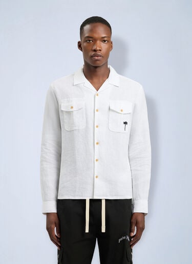 Palm Angels Palm Tree Bowling Shirt White pma0166004
