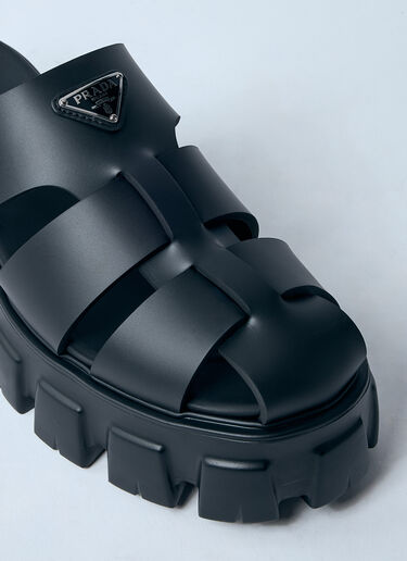 Prada Logo Plaque Rubber Sandals Black pra0260008