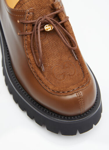 Gucci Bee Leather Lace-Up Shoes Brown guc0255063