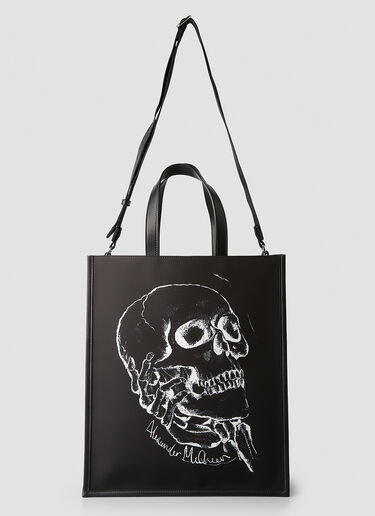 Alexander McQueen Skull Leather Tote Bag Black amq0148041