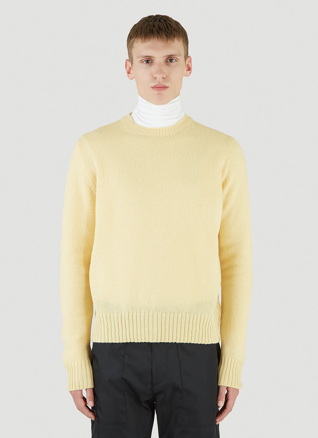 Prada Crewneck Knitted Sweater in Yellow LN CC
