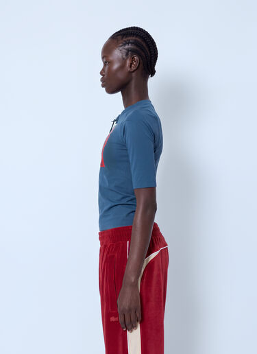 LN-CC® - Lacoste: Runway Zipped Printed Stretch T-shirt - Blue Lacoste Runway Zipped Printed Stretch T-shirt Blue lac0266011