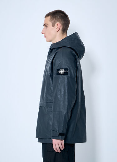 Stone Island Leather Organza Hooded Jacket Black sto0160001