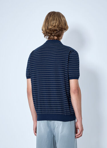 Miu Miu Striped V-Neck Polo Shirt Blue miu0165006