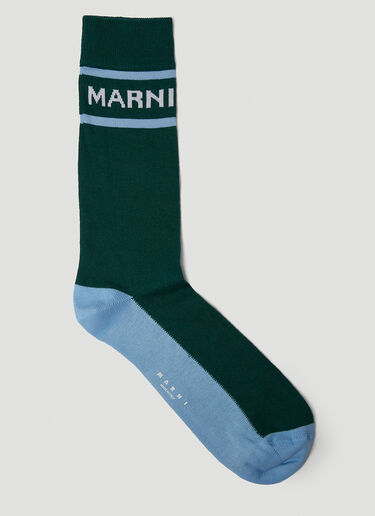 Marni Colour Block Logo Socks Green mni0149021