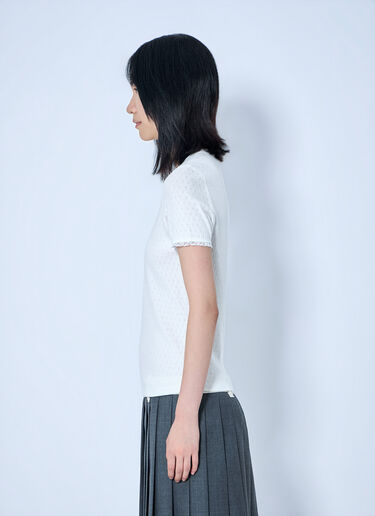 Miu Miu Lace-Trim Logo-Patch T-shirt White miu0265016