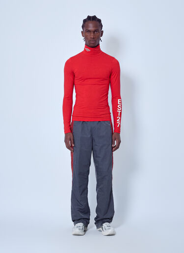 LN-CC® - Lacoste: Runway High Neck Printed Stretch T-shirt - Red Lacoste Runway High Neck Printed Stretch T-shirt Red lac0166003