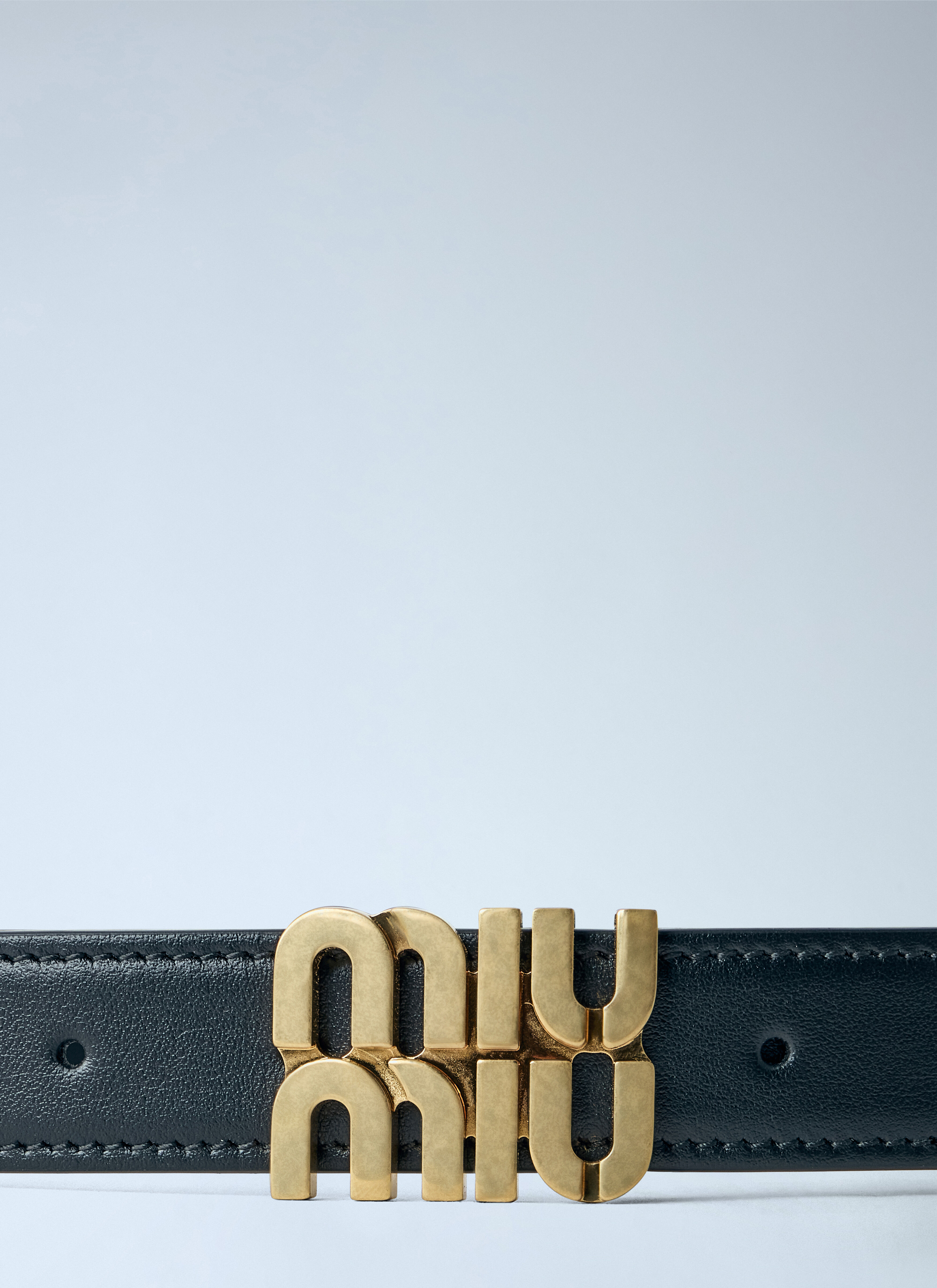 Miu Miu Women's' Logo Buckle Leather Belt in Black | LN-CC®