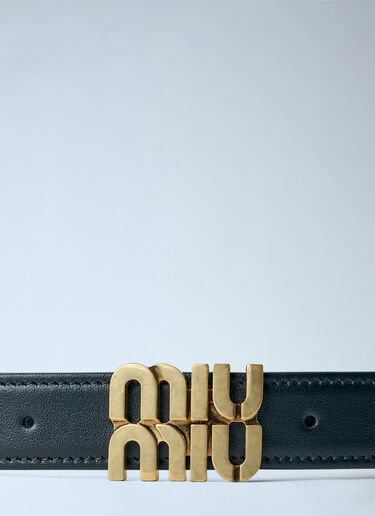 LN-CC® - Miu Miu: Logo Buckle Leather Belt - Black Miu Miu Logo Buckle Leather Belt Black miu0366040