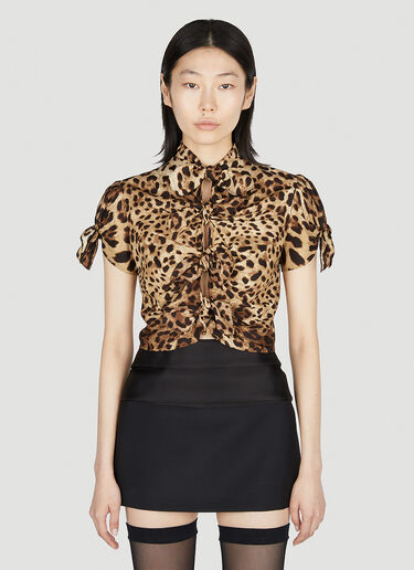 Dolce & Gabbana Leopard Print Bow Top Brown dol0251005