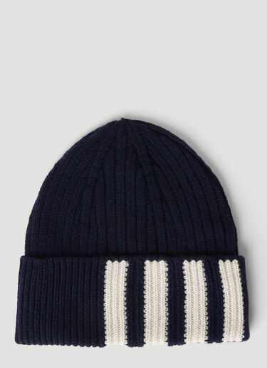 Thom Browne 4 Bar Stripe Beanie Hat Navy thb0151025