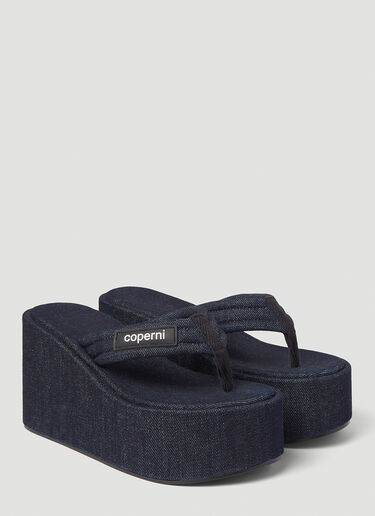 Coperni Denim Wedge Flip Flop Platforms Blue cpn0253017