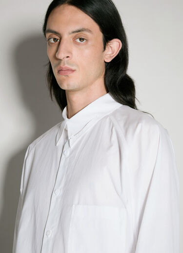 Broad A-Ashymme Notched Shirt Yohji Yamamoto Broad A-Ashymme Notched Shirt White yoy0156001