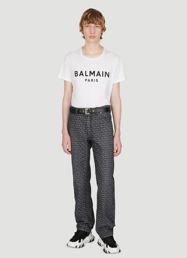 Balmain Jacquard Monogram Denim Jeans Black bln0153008