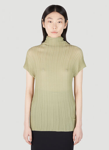 Issey Miyake Wooly 褶裥上衣 绿色 ism0251005
