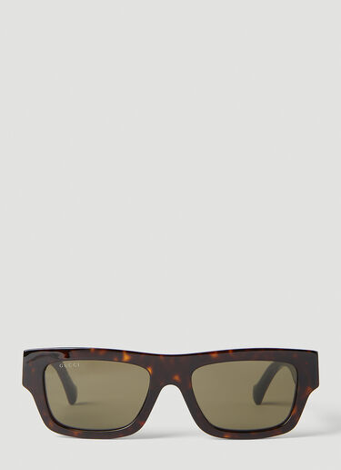 Gucci 矩形太阳镜 棕 guc0152277
