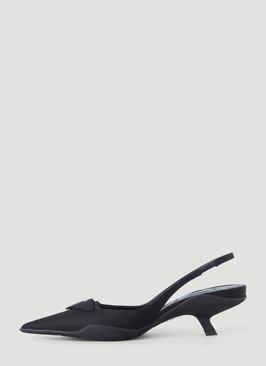 Prada Recycled-Nylon Slingback Heels Black pra0245082