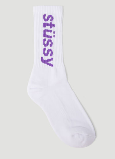 Stüssy Helvetica Long Socks White sts0151029