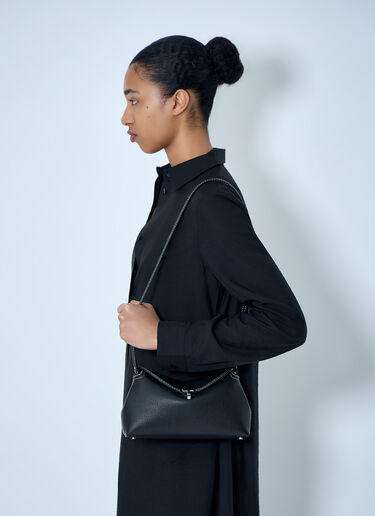 TOTEME T-Lock Grained-Leather Clutch Bag Black tot0264036