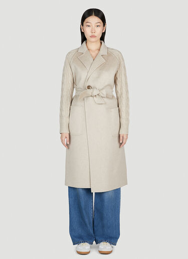 Max Mara Cable Knit Coat Beige max0253007