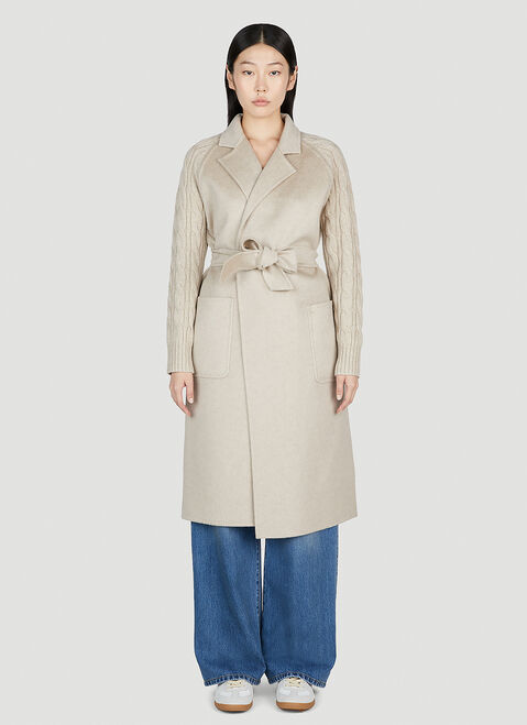 The Row Cable Knit Coat Cream row0251014