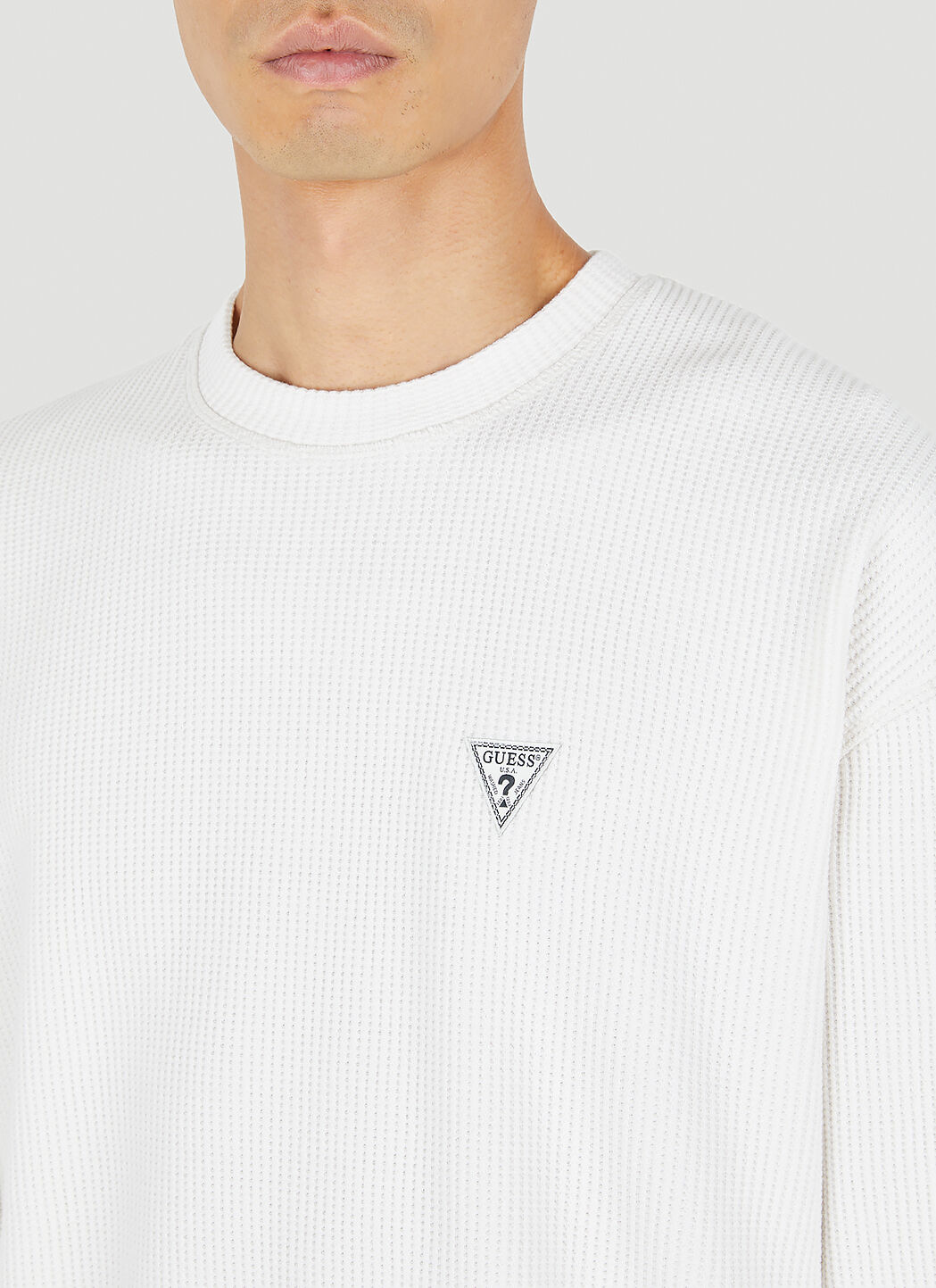 Guess USA Crewneck Thermal Sweatshirt in White LN CC