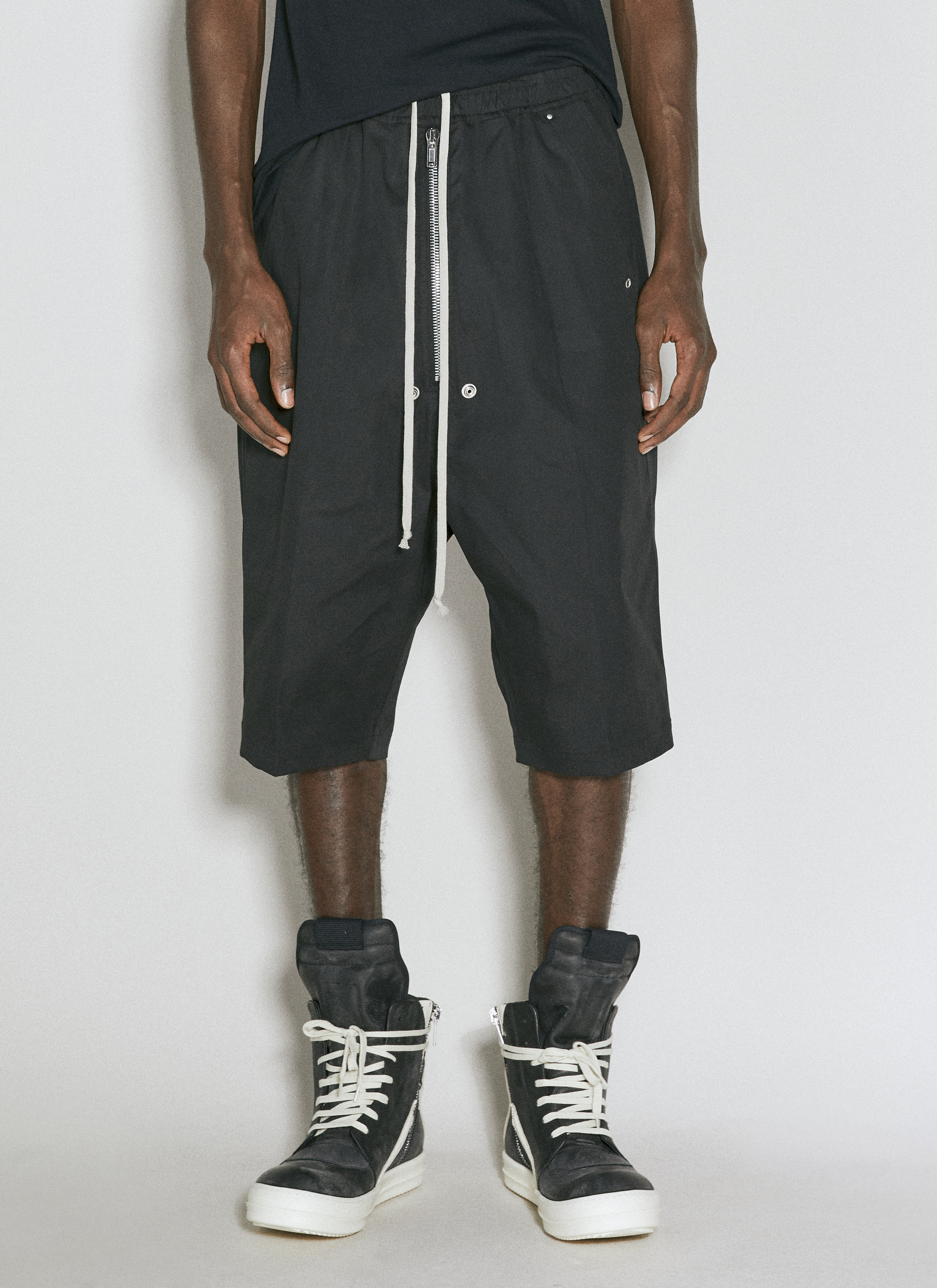 Rick Owens x Champion Bela Pod Drawstring Shorts Black roc0157002