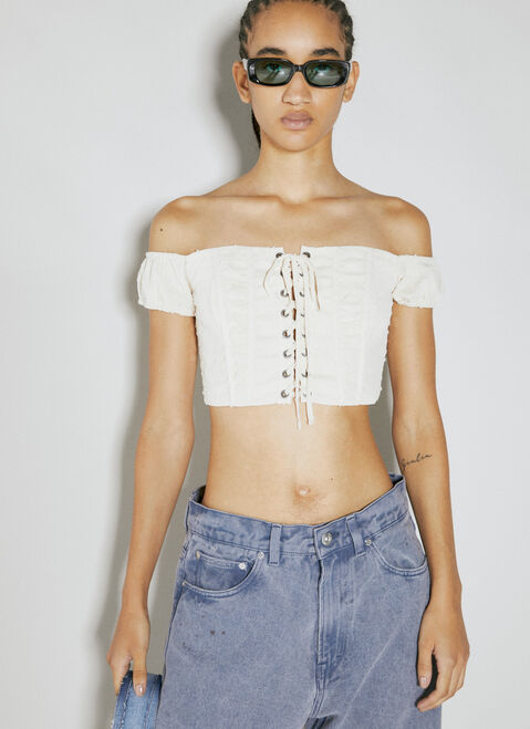 Guess USA Lace Corset Crop Top Black gue0254006