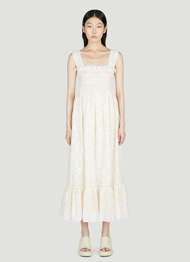 Gucci 双 G 花朵英格兰刺绣连衣裙 白色 guc0253033