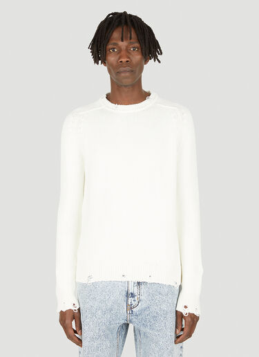 Saint Laurent Distressed Knit Sweater White sla0147004