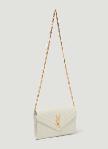 Saint Laurent Envelope Chain Wallet Shoulder Bag White sla0247096