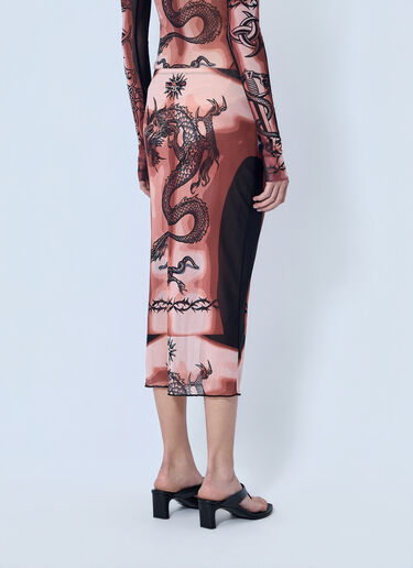 Jean Paul Gaultier Re-Edition Safe Sex Tattoo Long Skirt Brown jpg0264024