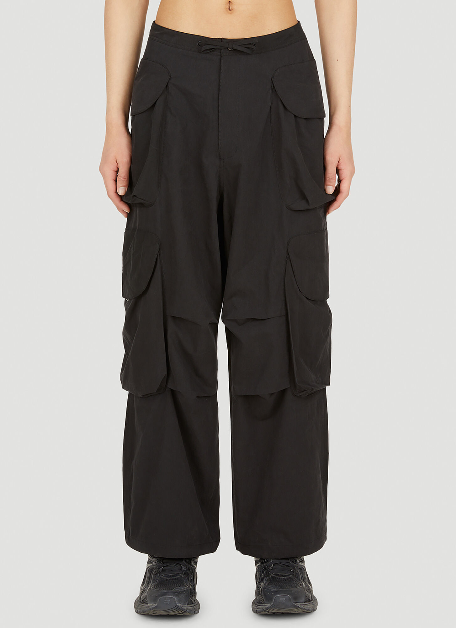 Entire Studios Gocar Pocketed Regular-fit Wide-leg Cotton-blend Cargo Trousers In Black