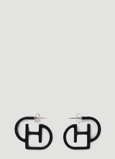 D'heygere Logo Hoop Earrings Black hey0346004