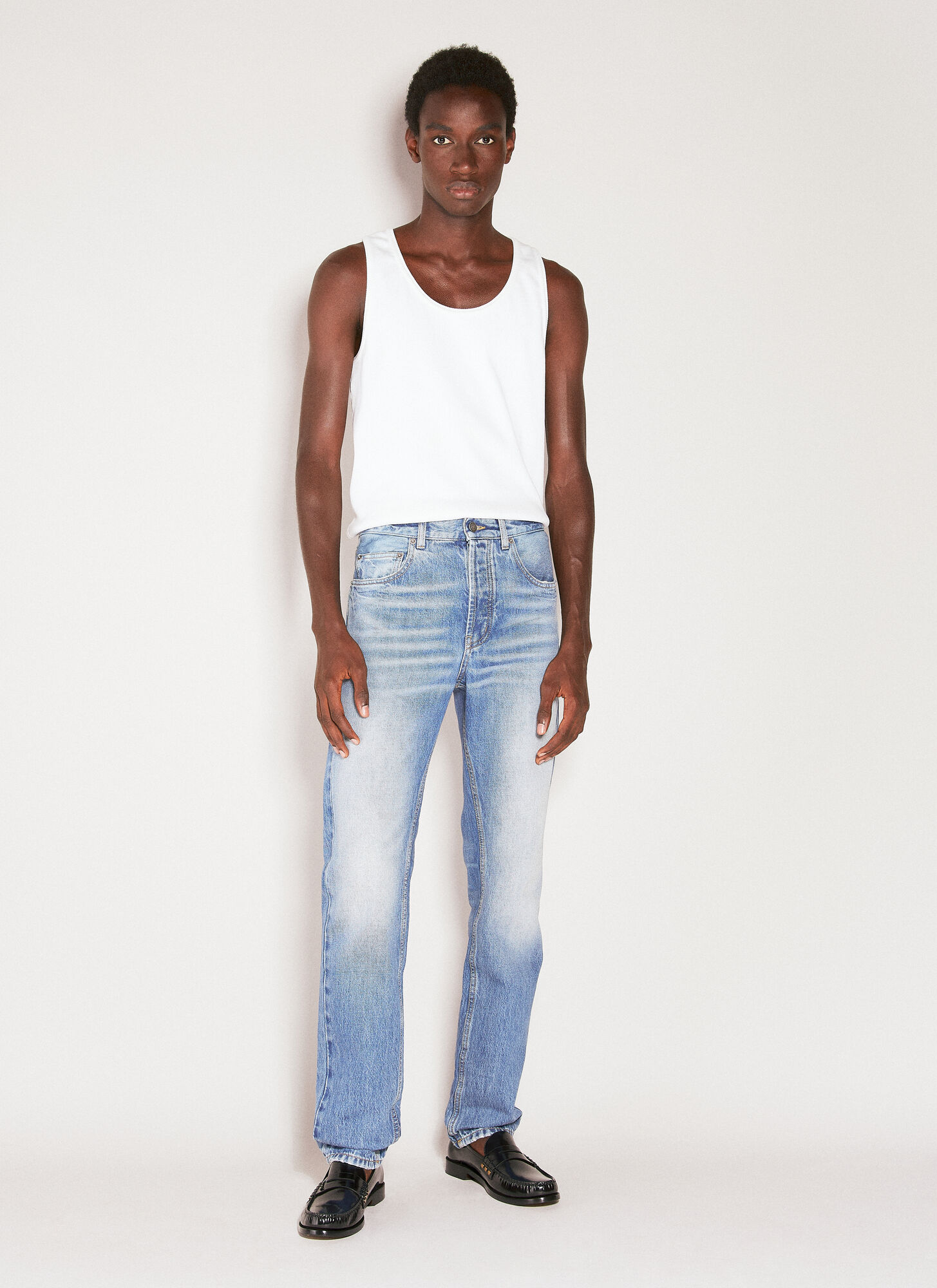Shop Saint Laurent Baggy Denim Jeans In Blue