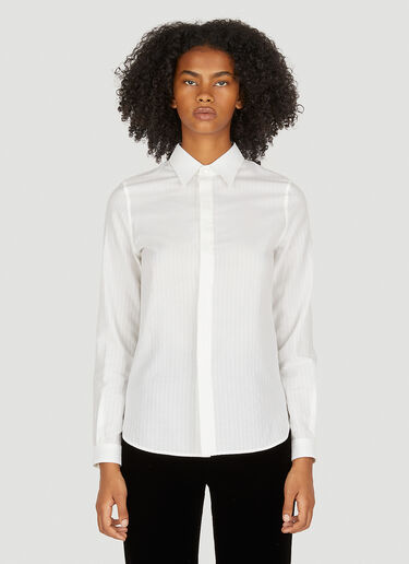 Saint Laurent Voile Striped Shirt White sla0249039