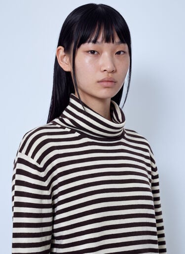 LN-CC® - Max Mara: Striped Turtleneck Sweater - Beige Max Mara Striped Turtleneck Sweater Beige max0266025