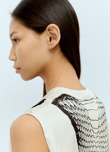 Sportmax 그래픽 프린트 맥시 원피스 크림 spx0256009
