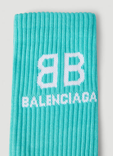 Balenciaga 로고 골지 양말 블루 bal0247099